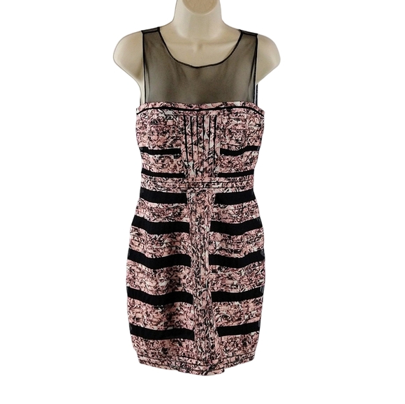BCBGMaxAzria Dresses & Skirts - BCBGMAXAZRIA pink and black fitted cocktail dress